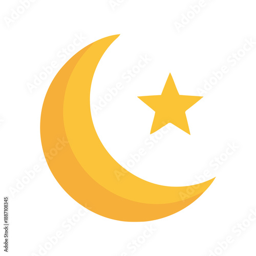 Golden crescent and star symbol Vector