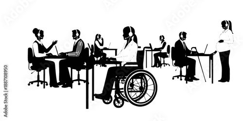 Inclusive Accessible Call Center Agent Silhouette