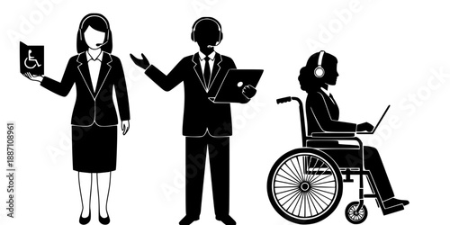 Inclusive Accessible Call Center Agent Silhouette