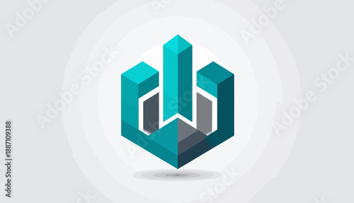 Abstract Isometric Graphic Symbol Representing Strength And Growth In Modern Design