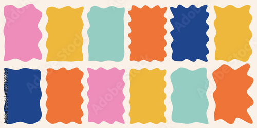 Organic wavy rectangle frame with hand drawn irregular edges. Hand drawn wavy frame with organic flowing edges. Wavy border design for creative text layouts, banners, and modern graphic compositions