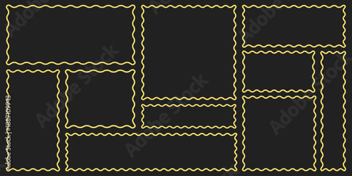  Hand-drawn organic frame with wavy edges and irregular borders. Wavy rectangle frame  for  text layouts and abstract graphic designs with flowing shapes