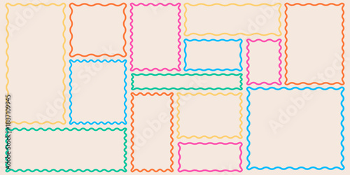 Hand-drawn organic frame with wavy edges and irregular borders. Wavy rectangle frame for text layouts and abstract graphic designs with flowing shapes