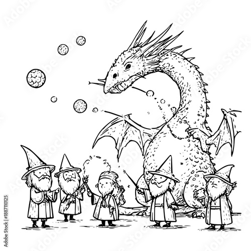 Wizards Watching Dragon Blow Bubbles