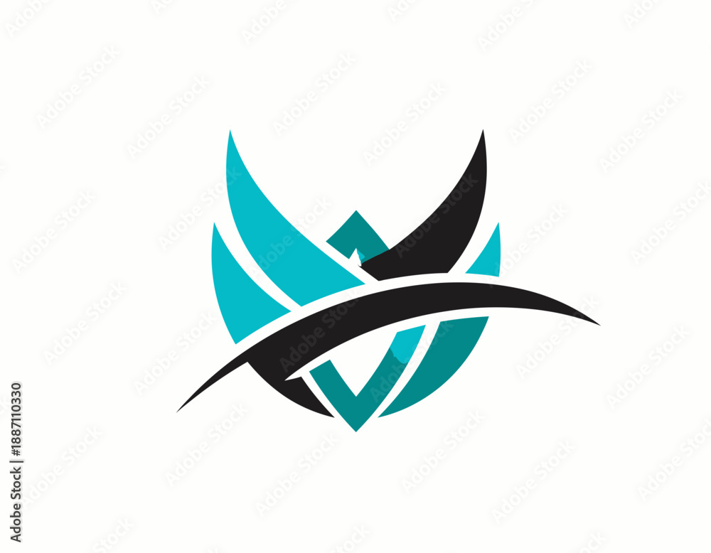 Fototapeta premium Abstract Symbol Logo With Modern Geometric Design In Blue And Black Hues