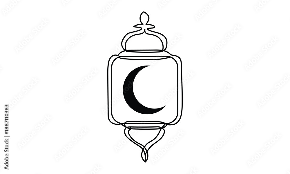 Obraz premium Decorative lantern with crescent moon isolated on white background, Vector