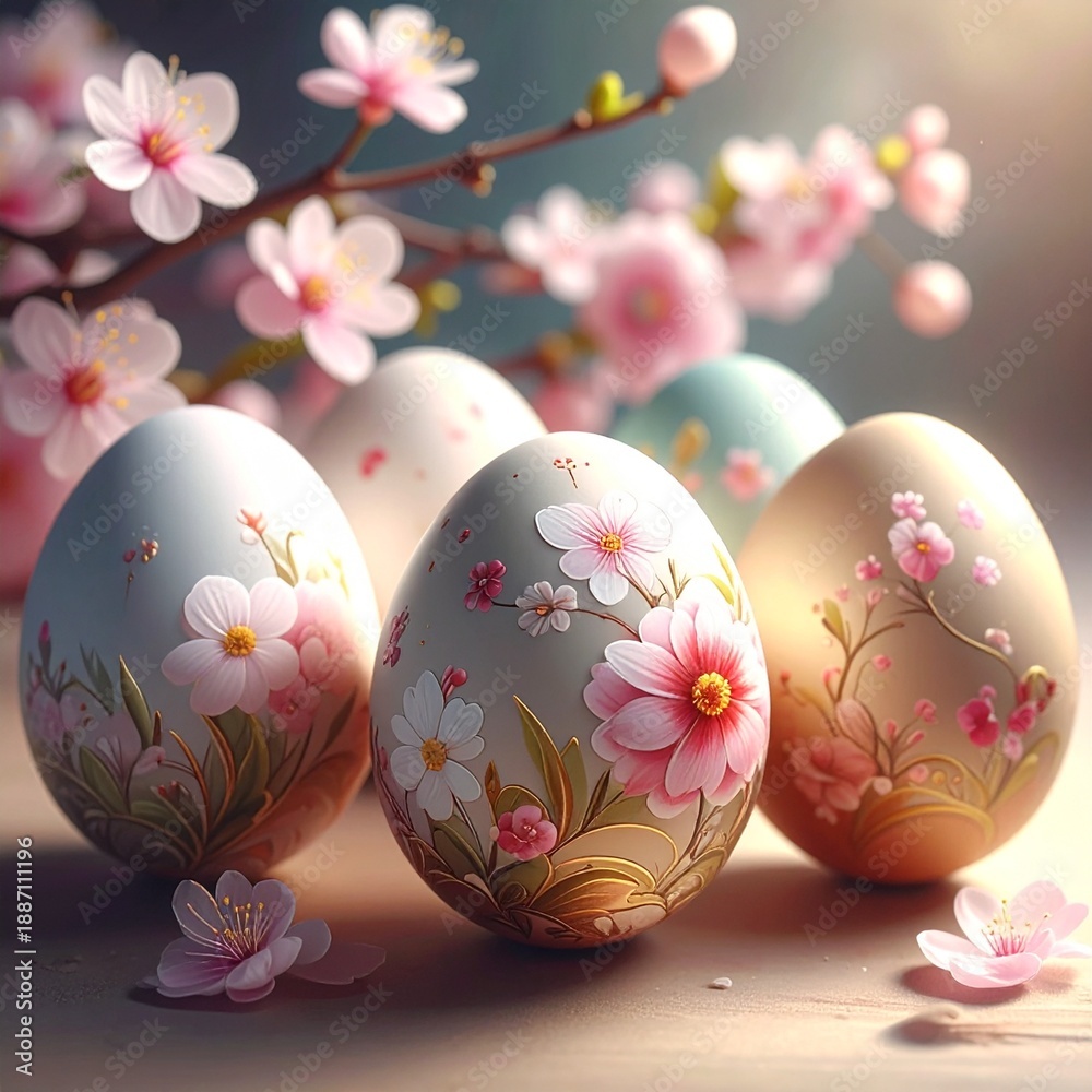 Fototapeta premium Florale Muster auf Ostereiern