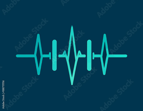 Abstract Pulse Waveform Graphic Digital Audio Visualization with Teal Lines