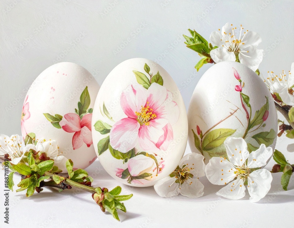 Fototapeta premium Florale Muster auf Ostereiern