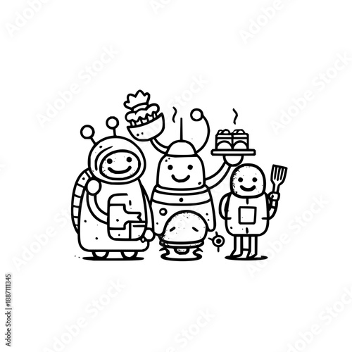 Robots Baking Cakes in Kitchen