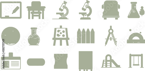 Vibrant Collection of School, Science, and Education Related Icons Set