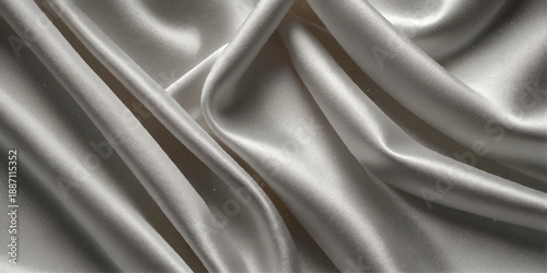 White and Beige Luxury Satin Silk Fabric with Soft Fluid Waves, Elegant Smooth Folds and Shimmering Highlights Creating an Abstract Premium Textile Background