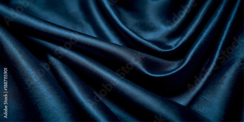 Beautiful Luxury Silk Satin Fabric Texture in blue and Light blue Tones with Soft Fluid Waves, Glossy Highlights and Elegant Abstract Folds for Premium Background Design