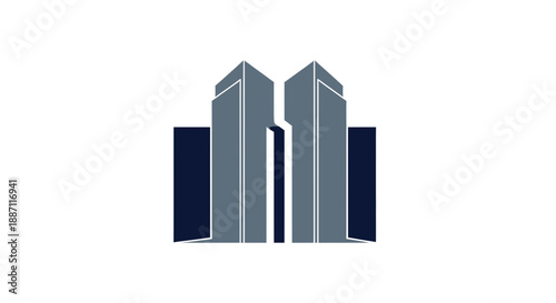 Architectural Design Illustrating Modern Buildings Architecture With Geometric Shapes.