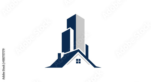 Architectural Design Illustrating Urban Buildings Combined With a Housing Complex