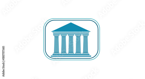 Architectural Icon: Minimalist Illustration of Classical Building, Modern Visual Style