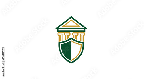 Architectural Shield Emblem Design Depicting Protection, Security, And Governance