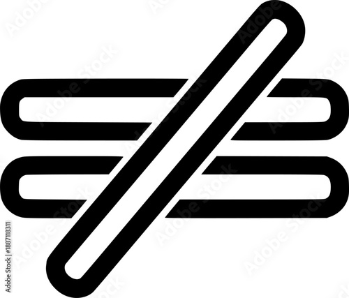 Not equal icon vector black silhouette print design
