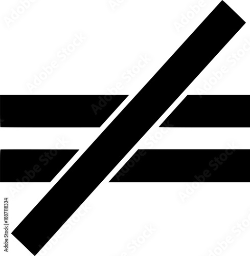 Not equal icon vector black silhouette print design
