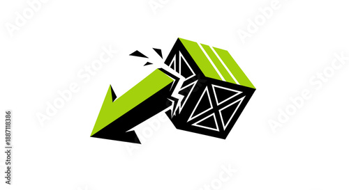 Arrow Shattering Vector Box Illustration Depicting Forceful Impact and Destruction Concept