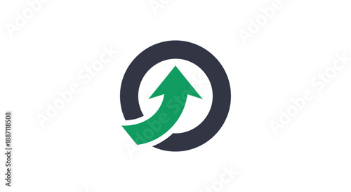 Arrow Symbol Rising Upward Inside Circle, Indicating Growth and Progress, Vector