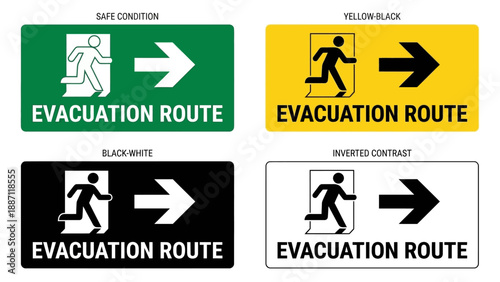 Evacuation Route Direction Sign - Disaster Safety Flat Vector