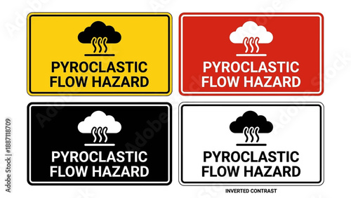 Pyroclastic Flow Hazard Sign - Volcanic Safety Vector
