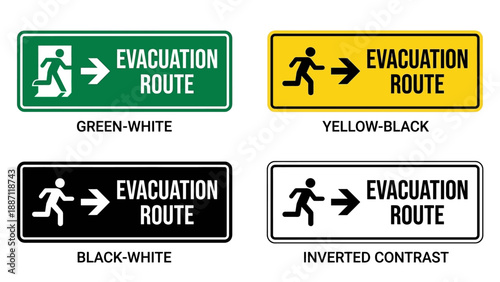 Evacuation Route Direction Sign - Geophysical Disaster Safety Vector