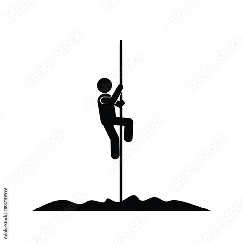 Career progress and determination concept—simple rope-climbing human icon