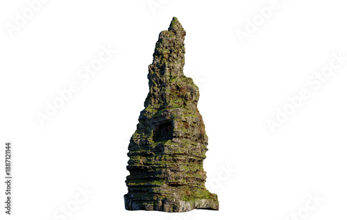 Wallpaper Mural Majestic Mossy Rock Formation Tower Standing Alone Against White Background Torontodigital.ca