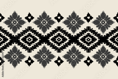 Motifs African boho paisley Floral Ikat pattern embroidery border. Ethnic ikat floral Ethnic Indian Pattern.Border Indian floral Aztec embroidery border.Design for texture, fabric, clothing, wrapping.