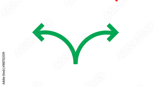 Photos Green arrow splitting into two diverging paths, left and right, representing opt