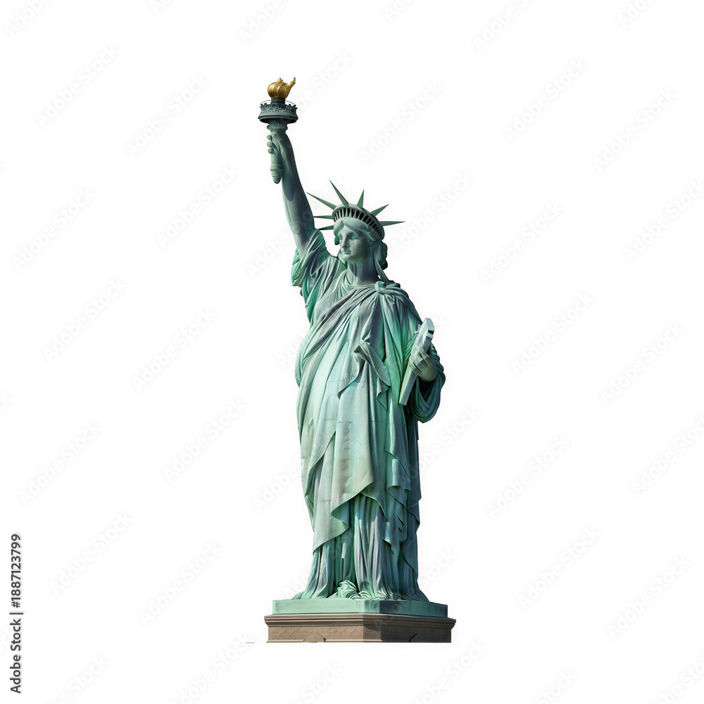 Fototapeta premium Statue of Liberty holding torch against white background 