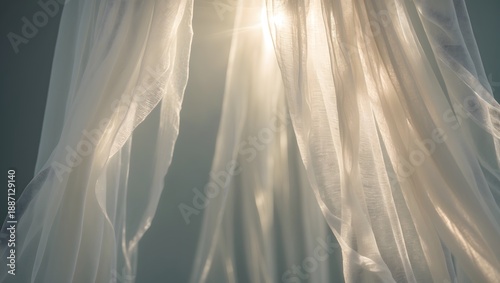 Soft Flowing Fabric Curtain with Natural Light Minimal Background
