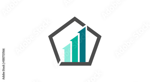 Business Growth Bar Chart Inside A Geometric Shape Increasing Sales And Profitability Diagram