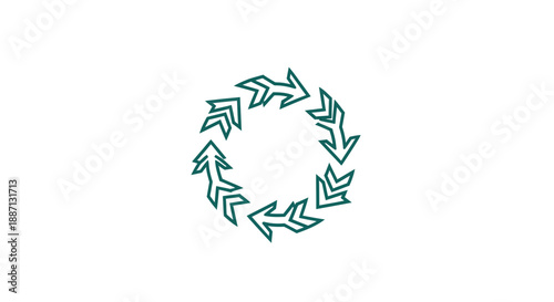 Circular arrows creating a cyclical design on a white background signifying process and movement
