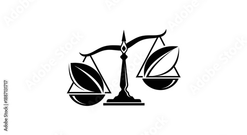 Balance Symbol Embodying Justice, Nature, and Equilibrium in Monochrome Design