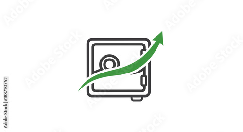 Banking Security Elevated: Financial Growth Concept Depicted Through Safe Icon and Arrow