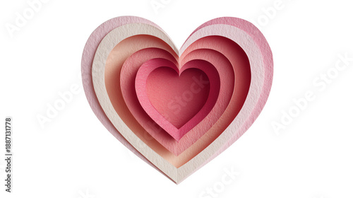 Layered Pink Heart Design with Gradient Shades and Depth for Valentine and Romantic Themes