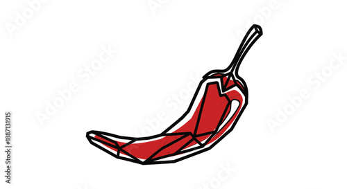 Bold Red Chili Pepper Illustration: A Spicy Artistic Digital Vector Design
