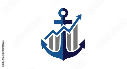Boosting Business: Anchor and Charts Symbolize Growth, Stability, And Financial Success