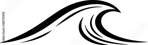 Stylized black wave graphic on white background