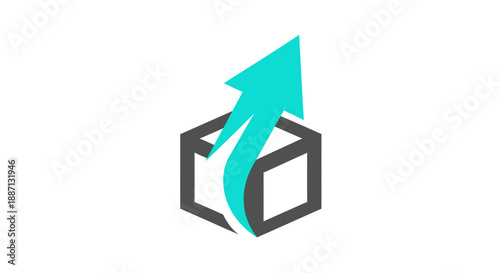 Box With Arrow Symbolizing Upward Growth and Business Development Concept