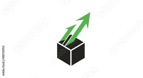 Box With Ascending Arrows Symbolizing Growth, Progress, And Rising Trends