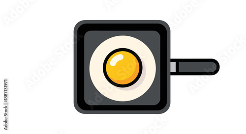 Breakfast In The Pan: Illustration Of A Sunny Side Up Egg Ready To Be Served