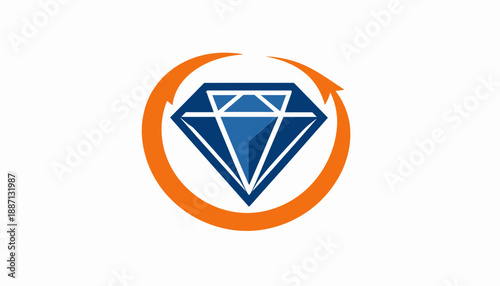 Brilliant Diamond Encircling Arrow Symbolizing Cycle or Refining Process Icon Concept