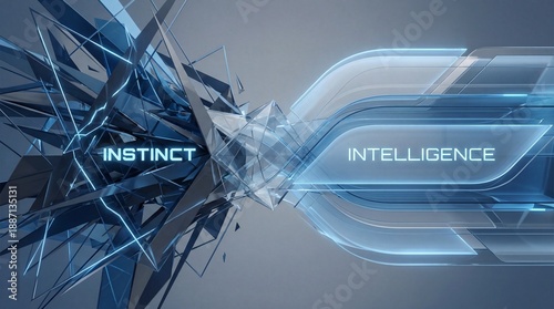 A futuristic abstract design with instinct and intelligence concepts in blue tones