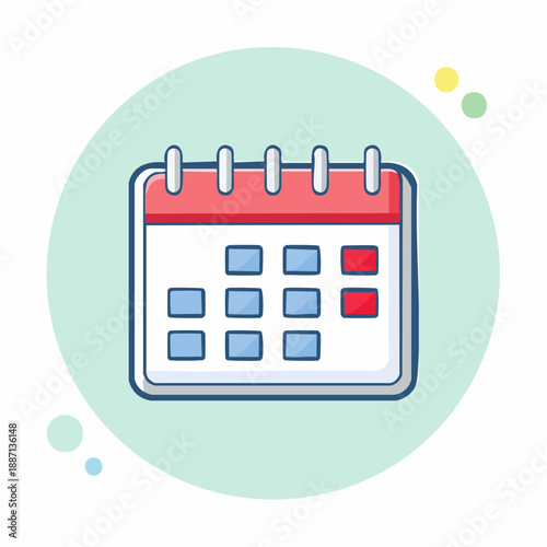 Calendar icon representing a monthly planner or schedule organizer with dates and days for appointments and events