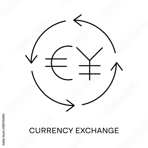 International finance and foreign exchange symbol icon with editable stroke.