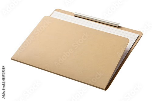 Brown Manila Folder with Paper Clipped on Top, Ideal for Office, School, and Document Organization Needs